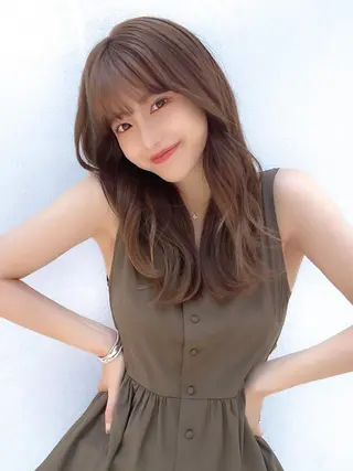 セミロング カラー 顔周り/くびれヘア 韓国ヘア💕風間るなのヘアスタイル