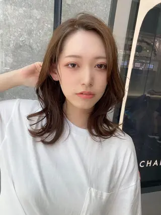 ミディアム カラー 新宿✨顔周りカット 韓国ヘア/坂本亜裟海のヘアスタイル