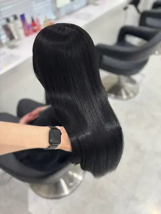 ロング カラー ブリーチなし透明感 ×縮毛矯正🤍ユウのヘアスタイル