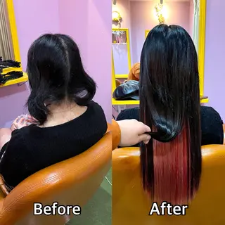 ロング シール＋ちび編み込み エクステ梅田🐨のヘアスタイル