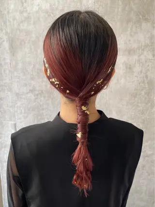 ロング ヘアアレンジ 暖色カラー❤️横浜 エクステらん🦖のヘアスタイル