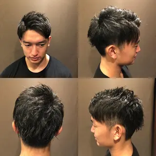 ショート メンズカットフェード パーマ/前山竜貴のヘアスタイル