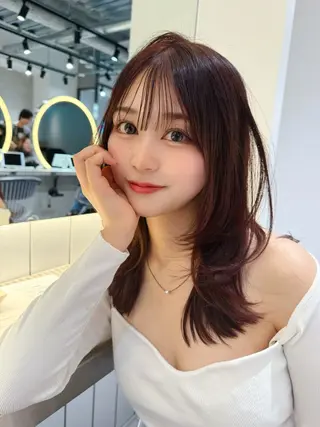 セミロング カラー ブリなしWカラー✨️ 髪質改善【タケル】のヘアスタイル