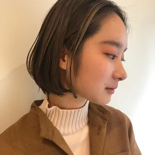 ショート カラー ボブ/レイヤー/ケア パーマ/リュウタのヘアスタイル