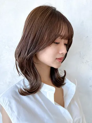 セミロング カラー 顔周り/くびれヘア 韓国ヘア💕風間るなのヘアスタイル