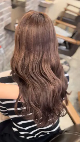 セミロング カラー メンズパーマ/透明感 カラー/徳田真緒のヘアスタイル