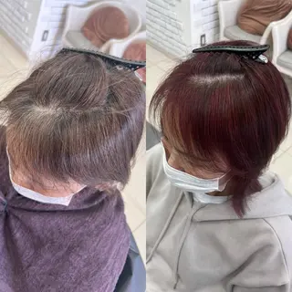 ミディアム カラー 太白区白髪ぼかし/ ボブカット/千葉達人のヘアスタイル