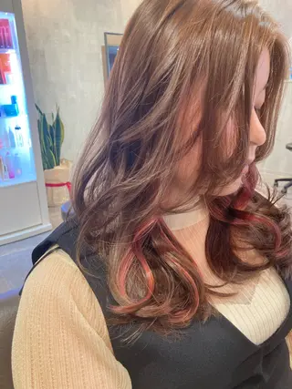 セミロング カラー ぱく みやんのヘアスタイル