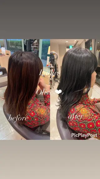 セミロング カラー 大人女性ぼかし メンズ強化🦙平作のヘアスタイル