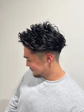 パーマ メンズ 平尾/艶カラー/ アッシュ系/中川誠大のヘアスタイル