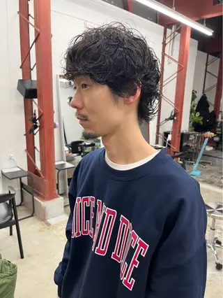 ミディアム パーマ メンズ BOW【ボウ】所属・メンズパーマ/本町/ 心斎橋/Takumiのヘアスタイル