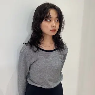 カラー パーマ nonoka オリーブ/グレージュのヘアスタイル