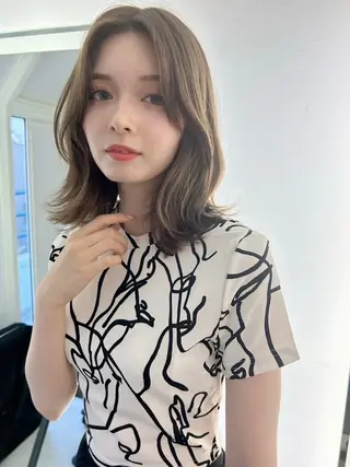 ミディアム Cion所属・石坂駿伍/縮毛矯正/ ストレート/髪質改善のヘアスタイル