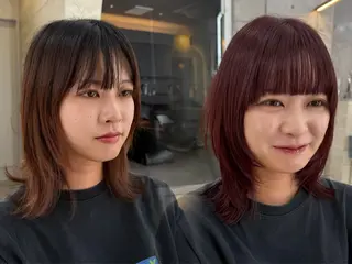 ミディアム ハッシュカット|透明 感カラー🩵レイヤーのヘアスタイル