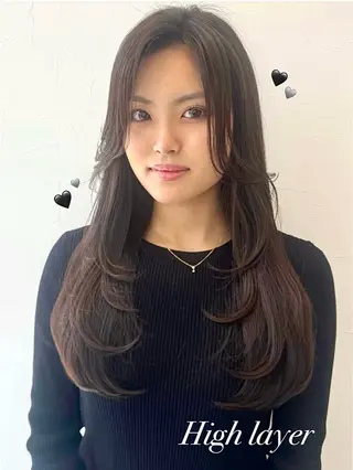 ロング りん/ワンホン/艶髪 ／小顔顔周りカットのヘアスタイル