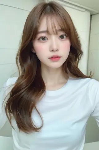 セミロング 🩵髪質改善🩵 韓国ヘア🩵花澤みりのヘアスタイル