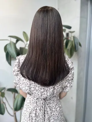 ロング カラー パーマ ヘアアレンジ 透明感/オリーブ/ グレージュ/YUKAのヘアスタイル