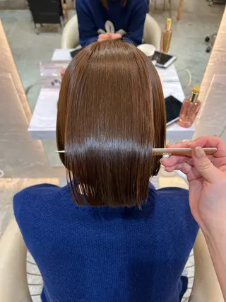 ショート カラー ボブ/巻ける縮毛矯正 /韓国レイヤーはなのヘアスタイル