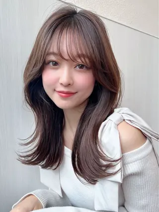 セミロング カラー ヘアアレンジ RIHO/愛されモテ /透明感カラーのヘアスタイル