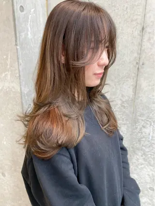セミロング カラー レイヤー/韓国ヘア/ 梅田/中崎町のヘアスタイル