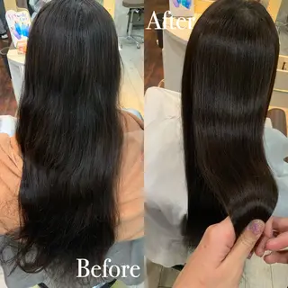 ロング パーマ 傷ませない縮毛矯正／ 吉岡 美江のヘアスタイル