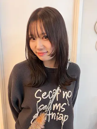 ミディアム カラー レイヤーカット/韓国 ヘア/ honokaのヘアスタイル