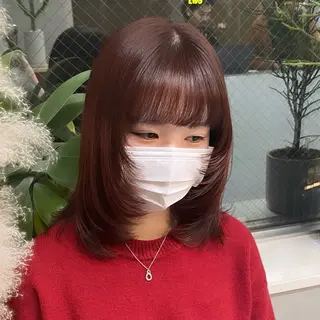ミディアム カラー Rui/透明感カラー 暖色/レイヤーカットのヘアスタイル