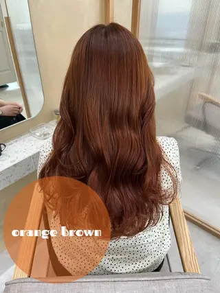 セミロング カラー ヘアアレンジ 🥀暖色韓国ヘア💕 保科侑花のヘアスタイル