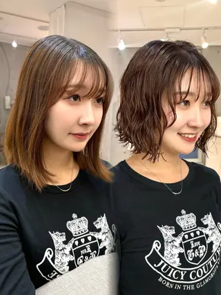 ショート カラー パーマ ボブ特化型美容師/赤 み消しカラー/ももかのヘアスタイル