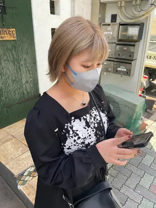 ミディアム カラー 羽田翔大/ブリーチ/ ボブカット/店長のヘアスタイル