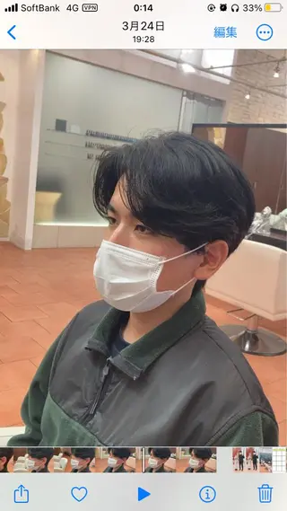 ショート パーマ メンズ アイブロウ Agu hair mieux宮崎大塚店所属・デザインカラー✨ 日高桃佳のヘアスタイル