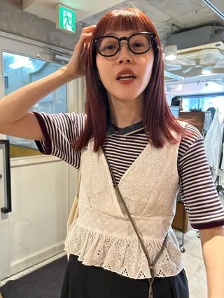 セミロング カラー さの あやねのヘアスタイル