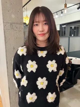 セミロング 暖色/パーマ 🌼クニトウメイのヘアスタイル