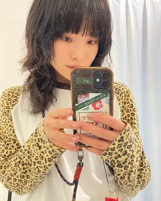 セミロング パーマ デザインパーマ/ 艶カラー/ボブのヘアスタイル