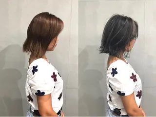 ミディアム カラー ボブ/ショート/ 白髪染め/メンズ葛西のヘアスタイル