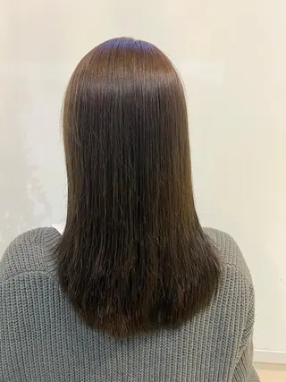 セミロング カラー ブリーチしない暖色 カラー🥀杉 優菜のヘアスタイル