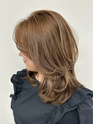 ミディアム カラー 韓国風パーマ❁ fu-ka❁艶カラーのヘアスタイル