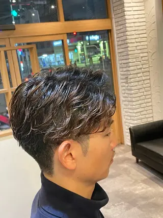 ミディアム パーマ メンズ smilehair国分寺店所属・💈barber 中根 龍星のヘアスタイル