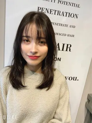 ミディアム カラー レイヤー×髪質改善 ×透明感/杉田 圭のヘアスタイル