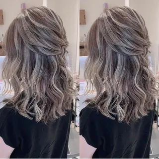 ロング カラー オフホワイトアンドなんば所属・福西 洋斗のヘアスタイル