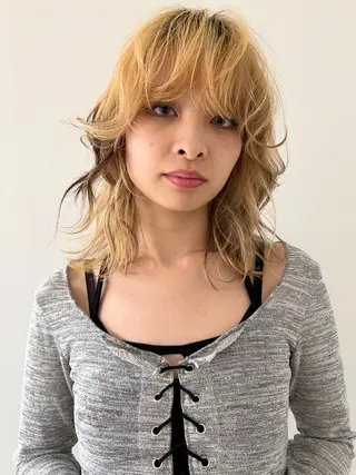 ミディアム カラー ケアパーマ/ケアブリ ーチdaisukeのヘアスタイル