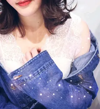 カラー パーマ ヘアアレンジ セミロング ブリーチ/ヘアケア/ 艶髪/イギチハルのヘアスタイル