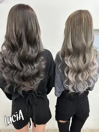 ロング ヘアアレンジ カラー LuciAエクステ カラー3000セラのヘアスタイル