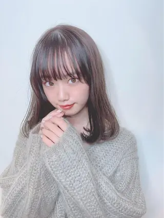 セミロング カラー パーマ ヘアアレンジ 【公式】amble luxe池袋東口🩷のヘアスタイル