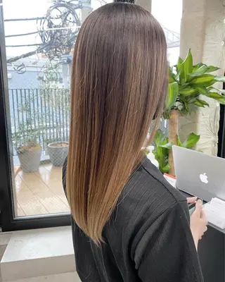 ロング カラー パーマ OVER→三軒茶屋 /縮毛矯正・髪質改善のヘアスタイル