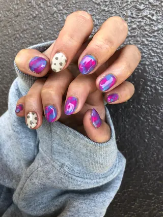 ロング カラー ヘアアレンジ キッズ ネイル マツエク・マツパ 福田 加奈のネイルデザイン