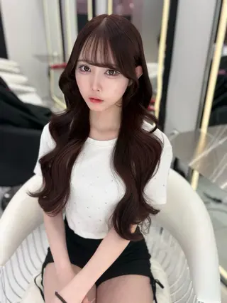 ロング カラー 新宿/韓国ヘア 中明度カラー/かやのヘアスタイル