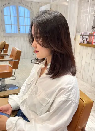 ミディアム 【韓国ヘア×透明感 カラー】笹谷 莉未のヘアスタイル