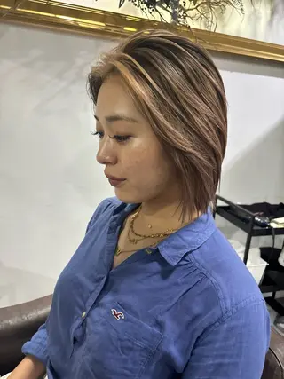 カラー ブリーチ✨ハイライト メンズヘア/アヤノのヘアスタイル