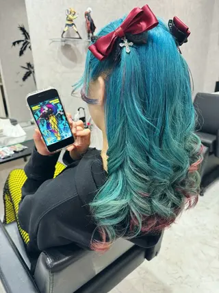 ロング カラー ヘアアレンジ 韓国ヘアー🦄ྀི オタク美容師🌈山本のヘアスタイル